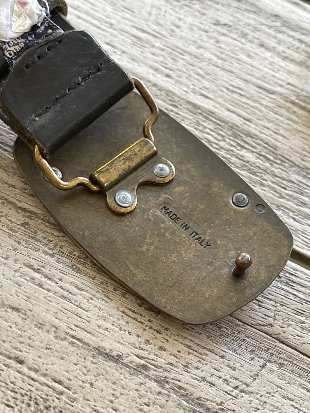 Dolce & Gabbana Antique Gold D&G Logo Buckle Black Leather Belt Size 40” 100 cm - Picture 2 of 6